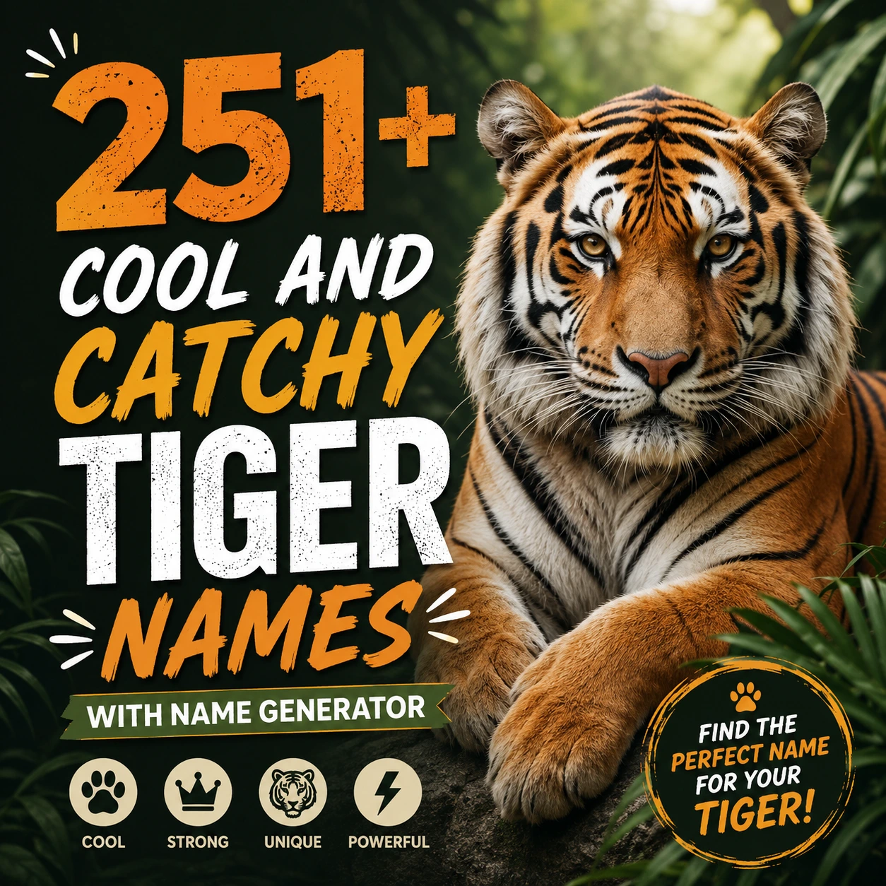 251+ Cool And Catchy Tiger Names With Name Generator